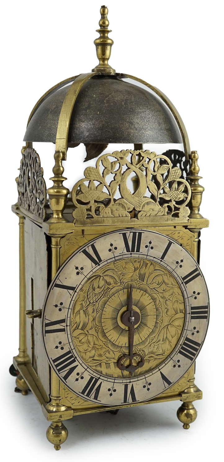 A late 17th century brass lantern clock